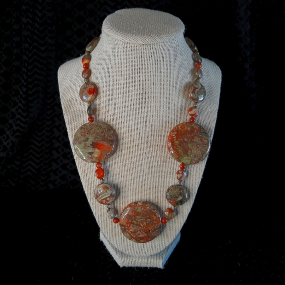 { vintage } Unakite Jasper Necklace